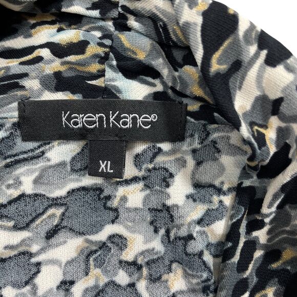 Karen Kane XL SLeeveless V Neck Top Black White Grey Gold Stunning - Picture 3 of 4